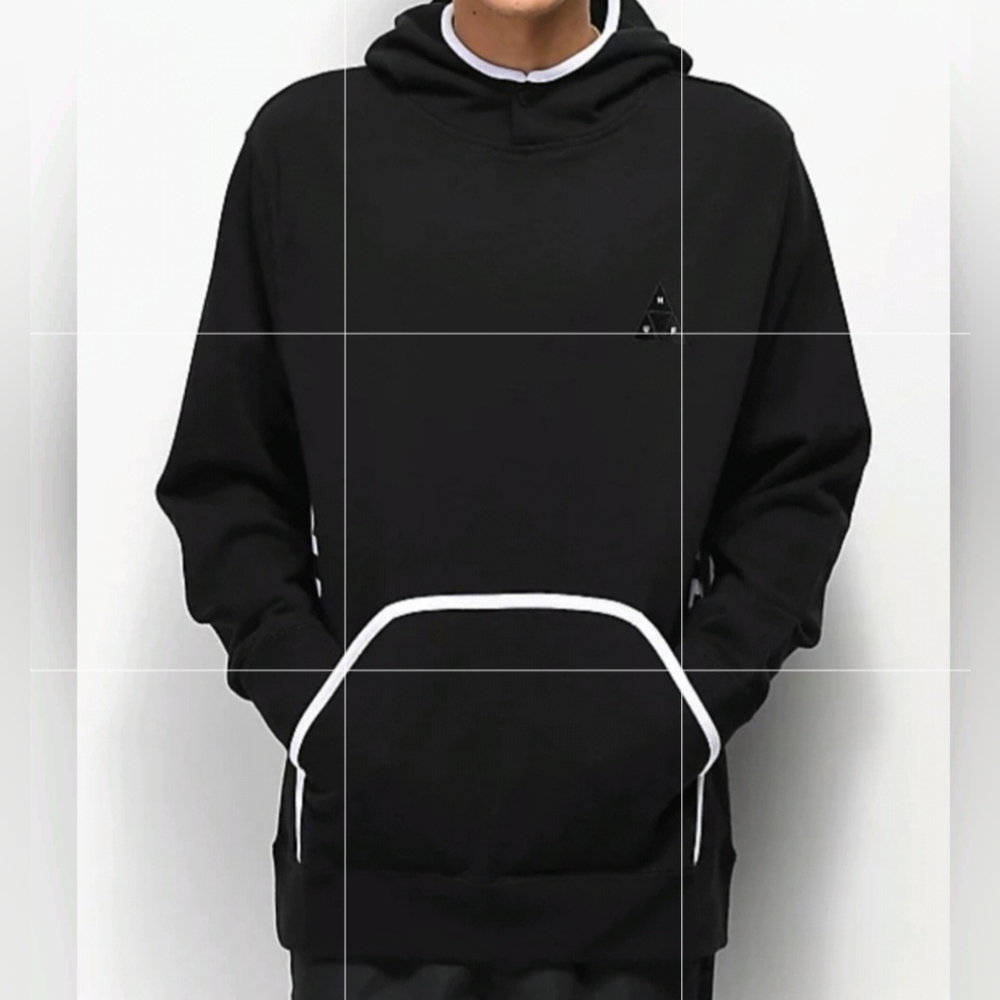 HUF Triangle Men's Black White Hoodie Size Large